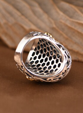 男士黑玛瑙戒指大气简约设计指环