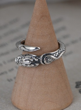 开口男款盘龙指环银饰品