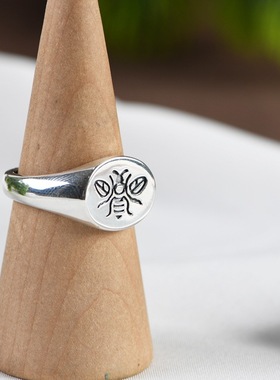 古银铺S925纯银复古做旧工艺银戒指男款开口设计师款密封食指中指