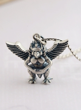 大鹏金翅鸟吊坠纯银立体男款
