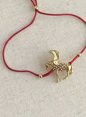 推荐！水晶钻镶嵌马年红绳手链