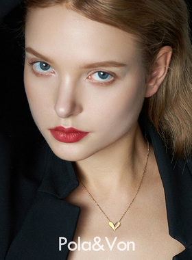 S925纯银镀14K金精致半满钻小爱心项链女 超闪可爱气质百搭锁骨链