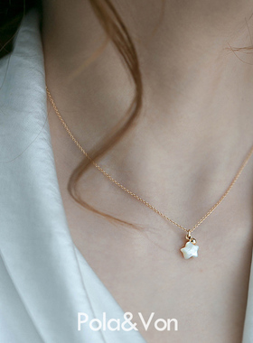 北极星S925银镀18K金幻彩白蝶贝简约美学风ins网红锁骨纯银项链
