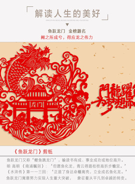 鱼跃龙门剪纸挂件画金榜题名摆件