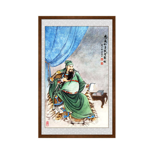 国画关羽画像关圣大帝挂画中式客厅玄关武财神关公夜读春秋装饰画 - 图3