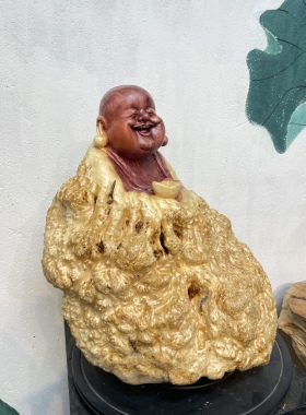 天然根艺根雕木雕红香柏树瘤笑口常开弥勒装饰观赏家居办公摆件