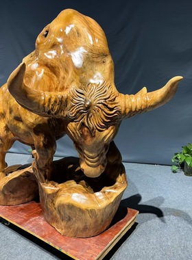 香樟木牛摆件实木十二生肖牛气冲天办公 客厅装饰乔迁开业礼品