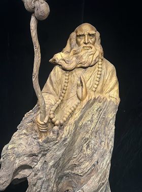 根雕木雕达摩雕像摆件天然树根雕刻工艺品家居客厅办公室摆件送礼