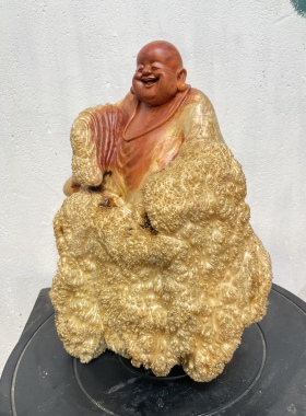天然根艺根雕木雕柏木血柏树瘤笑口常开弥勒装饰观赏家居办公摆件
