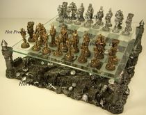 American Chess Medieval Tin Metal Pawns High-end Glass Chessboard Delicately Designed Western Chess