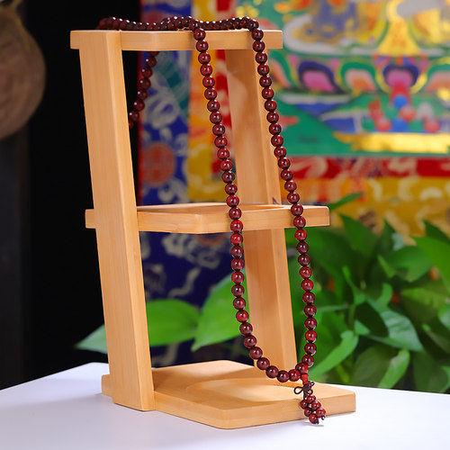 大藏禅饰 印度小叶紫檀108颗佛串珠念数手链 吉祥结 弹力手串 - 图2