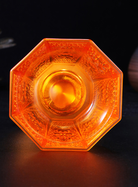 藏式八吉祥琉璃酥油灯座供佛灯灯盏家用七星长明灯架高脚供水杯