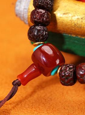 藏式直切金刚菩提子念珠手串配天珠108颗佛珠项链男女士手链文玩