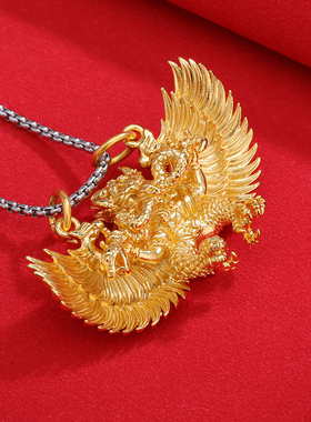 S925银镀金大鹏金翅鸟吊坠