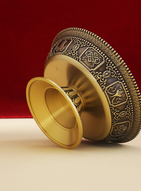 精品黄铜护法杯八吉祥西藏式密宗供佛用品圣水供水杯佛前供杯11cm