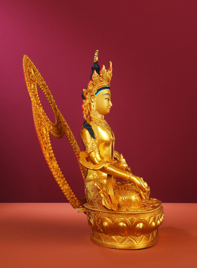 藏式地藏王带背光铜佛像