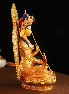 藏传密宗铜鎏金带背光大白伞盖佛像家用室内供奉桌面摆件7寸10寸
