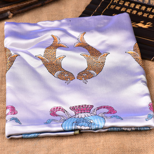 大藏禅饰 哈达围巾藏族饰品 绣花八吉祥哈达围巾250cm*47cm银白色 - 图1