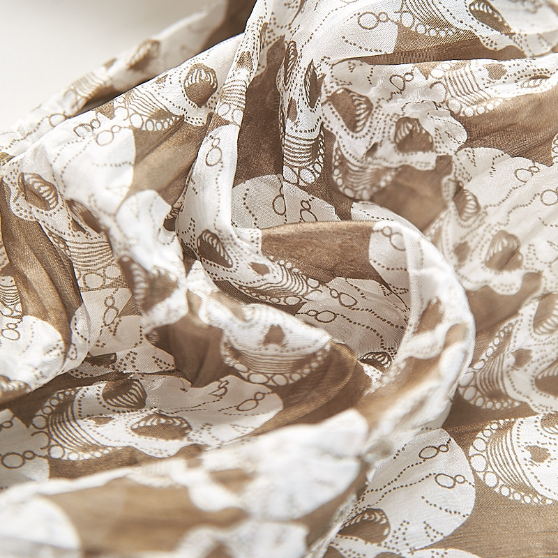 真丝雪纺骷髅印花围巾潮男女H83162四季百搭文艺复古丝巾披肩围脖,淘宝优惠券,粉丝福利购,淘宝优惠卷