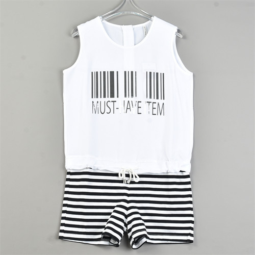 精品潮牌女生连体衣裤8.26L83651拼接假两件夏季休闲无袖连身短裤 - 图1