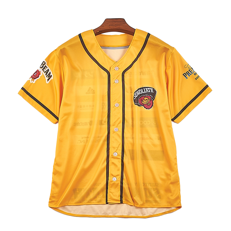 411日单休闲运动短袖T恤男女H75431宽松印花单排扣开衫速干棒球服