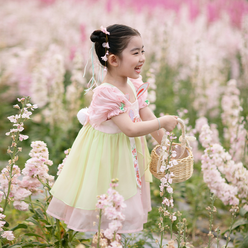 小月娥改良齐胸襦裙夏季儿童汉服女童幼宝宝洛丽塔古风刺绣连衣裙