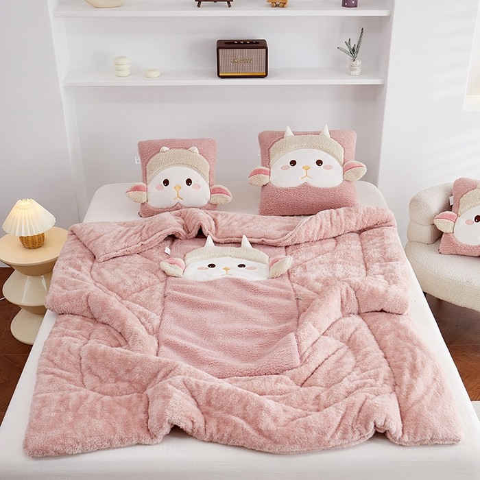 手拎萌萌羊抱枕被两用加厚加绒保暖学生办公室汽车载靠垫午睡毯子,淘宝优惠券,粉丝福利购,淘宝优惠卷