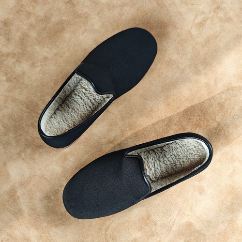 御圣祥老北京布鞋男士牛皮底礼服呢冬季加绒鸭舌保暖软底舒适养脚 - 图0