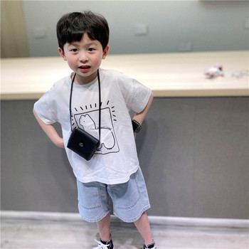 Tongtongma custom boys and girls Korean style loose alpaca short-sleeved baby milk cute cotton top T-shirt summer wear