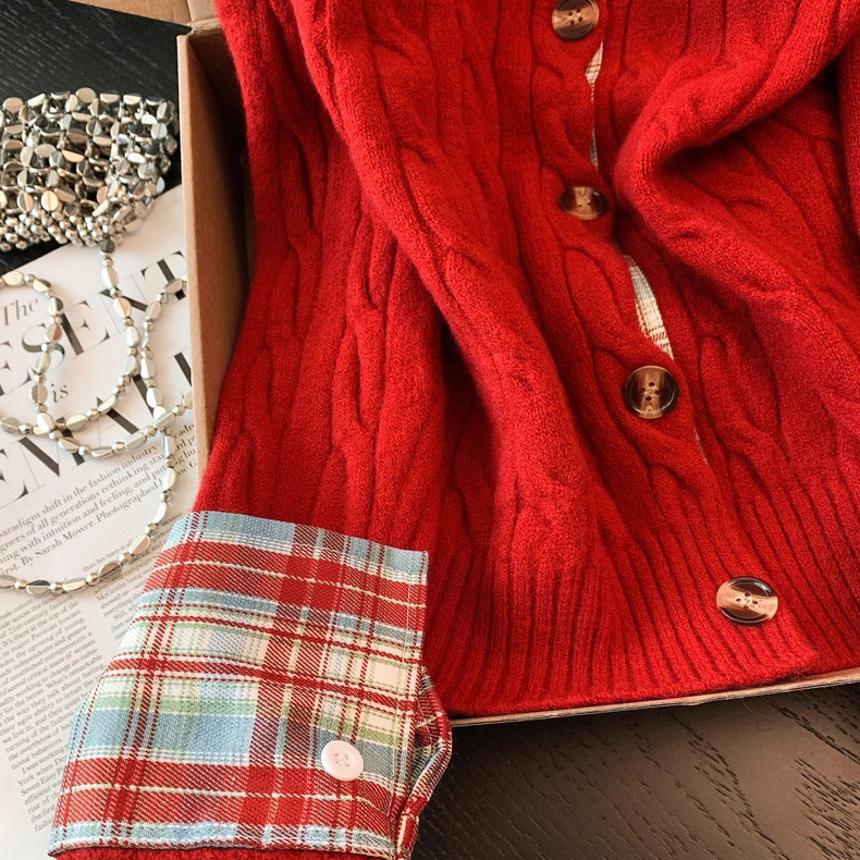 静茹领长袖排扣加厚针织毛衣开衫外套秋冬季新款上衣女毛衣66263,淘宝优惠券,粉丝福利购,淘宝优惠卷