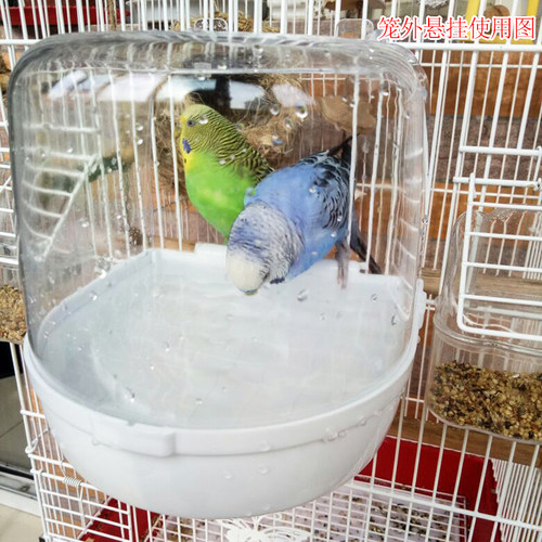 洗澡盆鸟用沐浴盆虎皮鹦鹉牡丹文鸟绣眼八哥用品用具两用鸟笼配件 - 图3