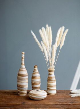 2025手绘陶瓷花瓶复古亚马逊插花套装中式容器客厅摆台摆件盆景