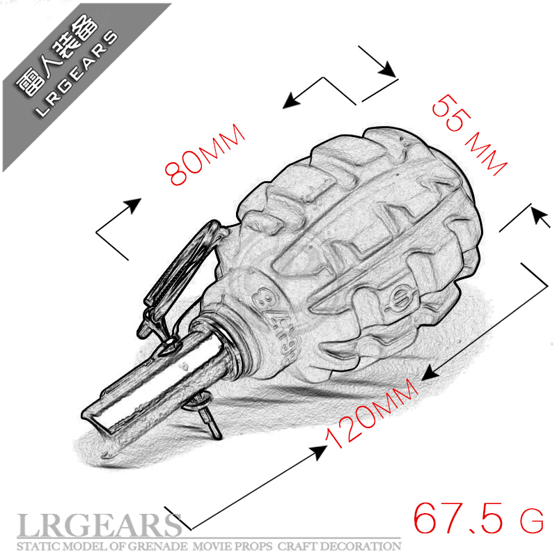 LR雷人出品 复刻F1塑料模型道具无功能可弹出版教具 静态手雷玩具 - 图3