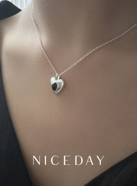 Niceday新款S925纯银黑玛瑙爱心蛇骨链ins小众韩国博主同款项链