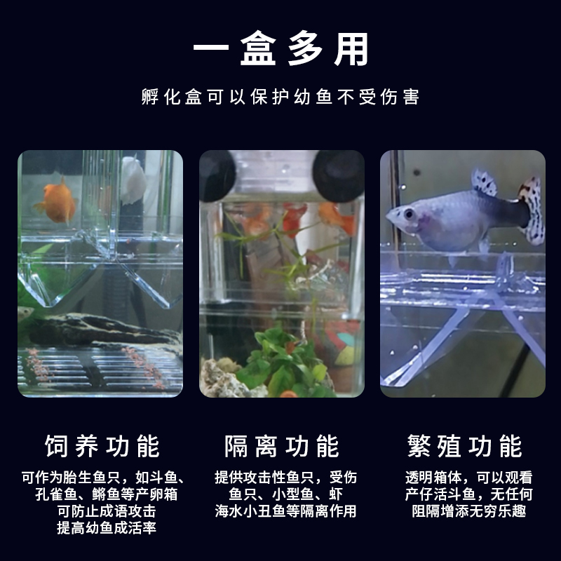 亚克力生小鱼隔离盒大号孔雀鱼鱼宝宝隔离盒小鱼鱼苗繁殖盒孵化盒 汉洋宠物用品 淘优券