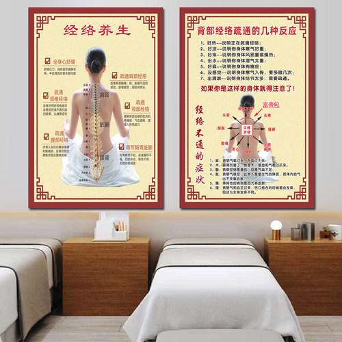 脊柱相关疾病人体脊椎全息图健康速查表美容院装饰画中医挂图广告 - 图1