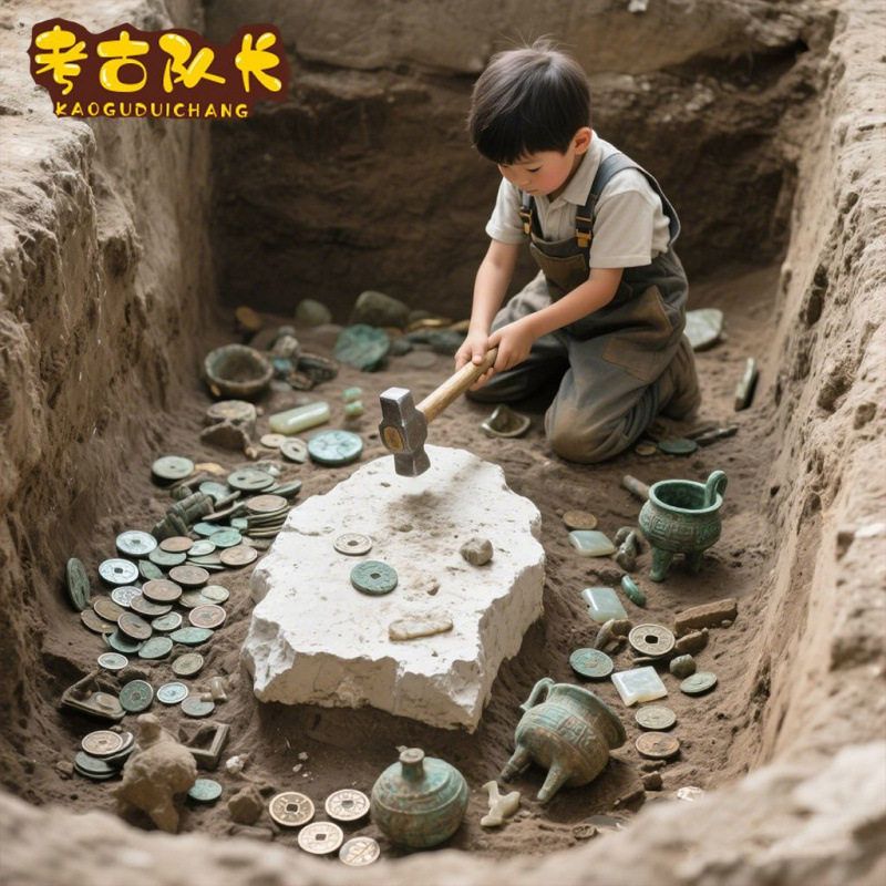 考古队长中国历史考古玩具男女孩发掘动手工DIY青铜器五帝钱玉器B,淘宝优惠券,粉丝福利购,淘宝优惠卷