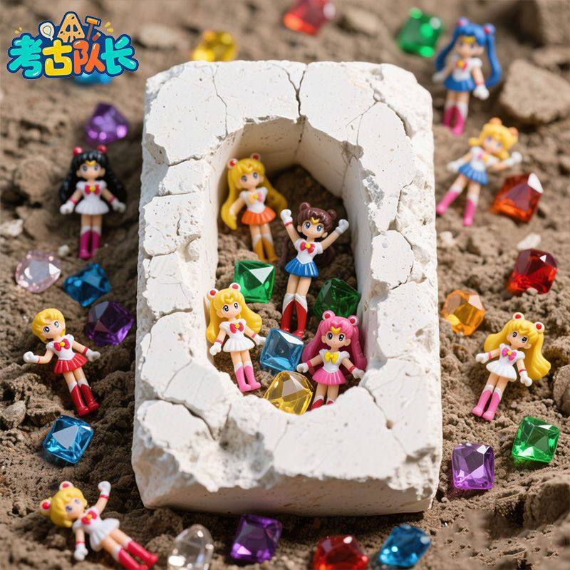 考古挖宝玩具美战士宝藏动手工DIY女孩卡通玩偶寻宝盲盒B,淘宝优惠券,粉丝福利购,淘宝优惠卷