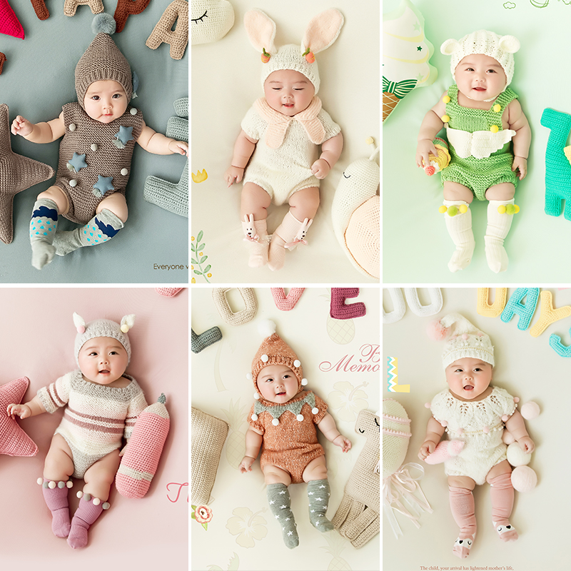 在家拍百天照出租赁儿童新生儿宝宝主题服装道具拍照摄影满月百日 - 图1