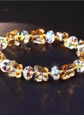 紫粉色水晶手链手串生日礼物女孩