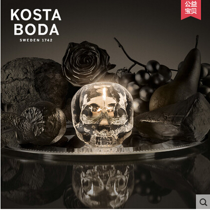 Kostaboda Still Life进口水晶玻璃创意生日礼物骷髅烛台浪漫摆件-图0