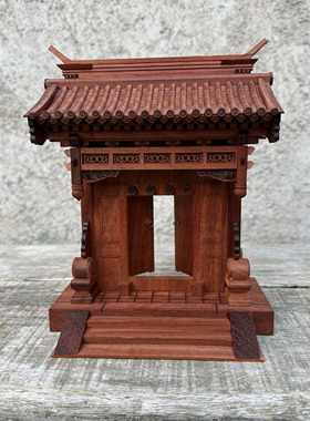 东阳木雕垂花门模型摆件中式