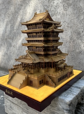 特价东阳木雕滕王阁模型摆件