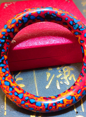 非遗传承纯手工犀皮漆器大漆手镯螺钿细款手镯首饰女士民族风饰品