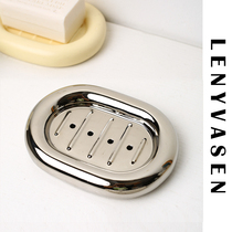 LENYVASEN Light Lavish Ceramic Soap Box Drain Soap Dish Free of perforated bathroom Home Creative Soap Holder