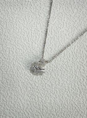 s925纯银首饰爆闪耀镶锆石白天鹅吊坠项链时尚百搭波光粼粼菜花链