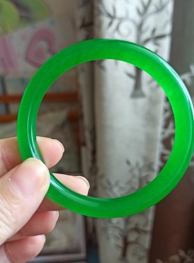 特价水沫玉手镯细圆条高冰种满绿色帝王绿翡翠碧绿色石英岩玉镯子