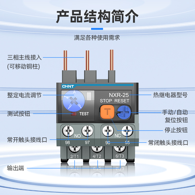 正泰热过载保护器NXR-25断相保护热继电器温度过载保护0.1-25A