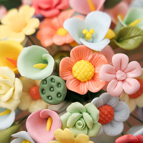 景德镇陶瓷玫瑰花枝仿真花永生花束插花瓶手工摆件装饰节日礼品 - 图2