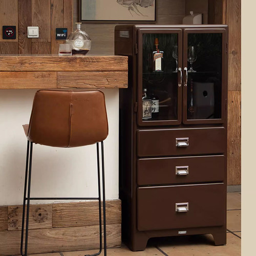 dulton金属收纳柜玻璃柜酒柜储物柜工业风柜子玄关餐厅客厅抽屉柜 - 图1